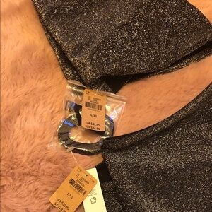 Sparkle Metallic Crop Top —Bandeau and mini Skirt Shimmery Black NWT